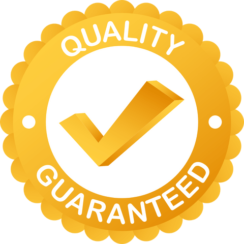 A quality guaranteed sticker with a check mark on it