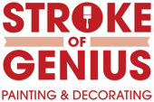 The logo for stroke of genius painting and decorating