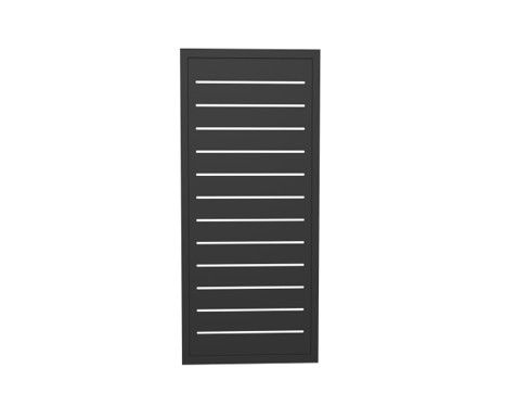 Linear aluminum privacy gate for deck, patio, or pool area access