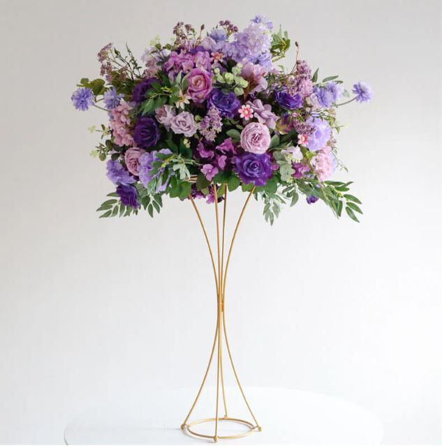 Purple Wild Artificial Silk Flower Arrangement Wedding Table Centerpiece Rental in Chicago