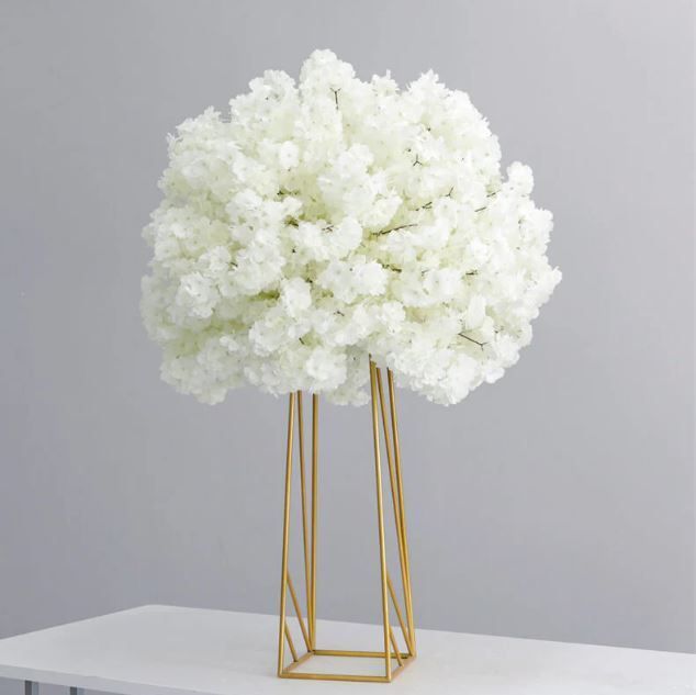 White Cherry Blossoms Wedding Table Artificial Flower Arrangement Centerpiece Rental in Chicago
