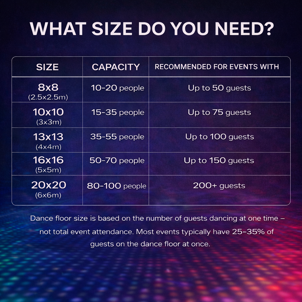 Led Dance Dance Floor Rental Chicago Size Guide