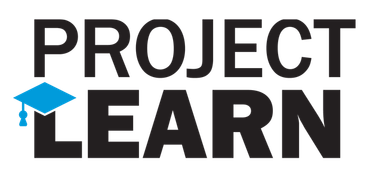 Project Learn logo with black text and a blue graduation cap icon