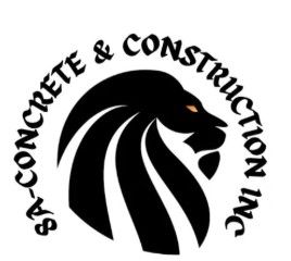 SA-Concrete & Construction Inc. logo with black lion head and arched text
