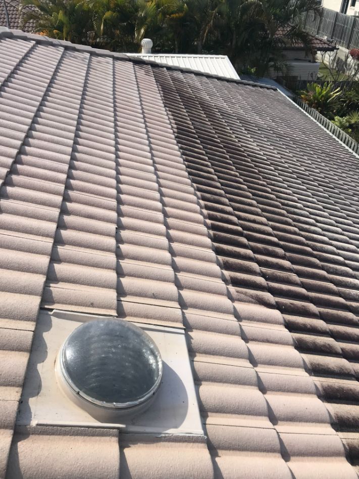 Before and After Roof After Cleaning — Derek's Dirty Deeds In Booral, QLD