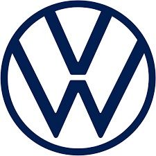 Logo Volkswagen: "V" e "W" blu all'interno di un cerchio blu.