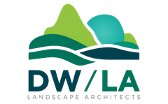 Logo: green and teal abstract mountain range above 
