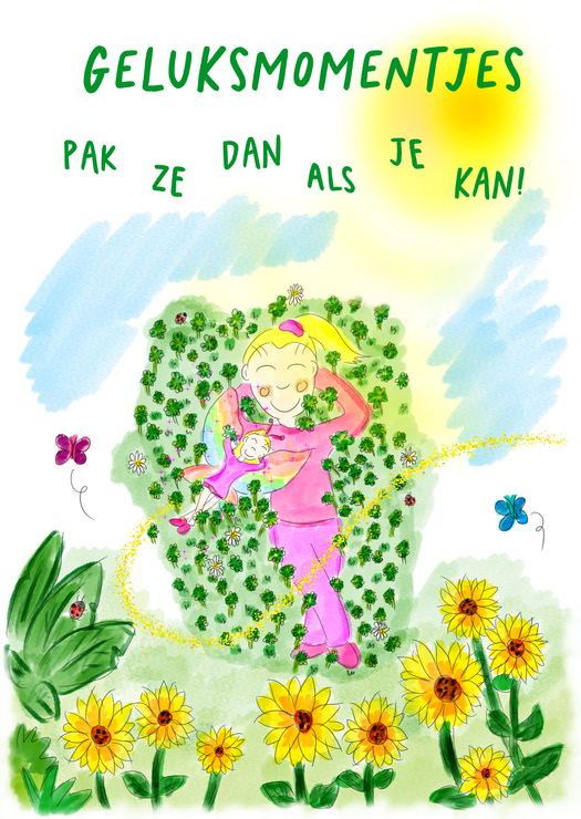 Kaartje van de hoofdpersonen uit het kinderboek Vlinder en Rosie