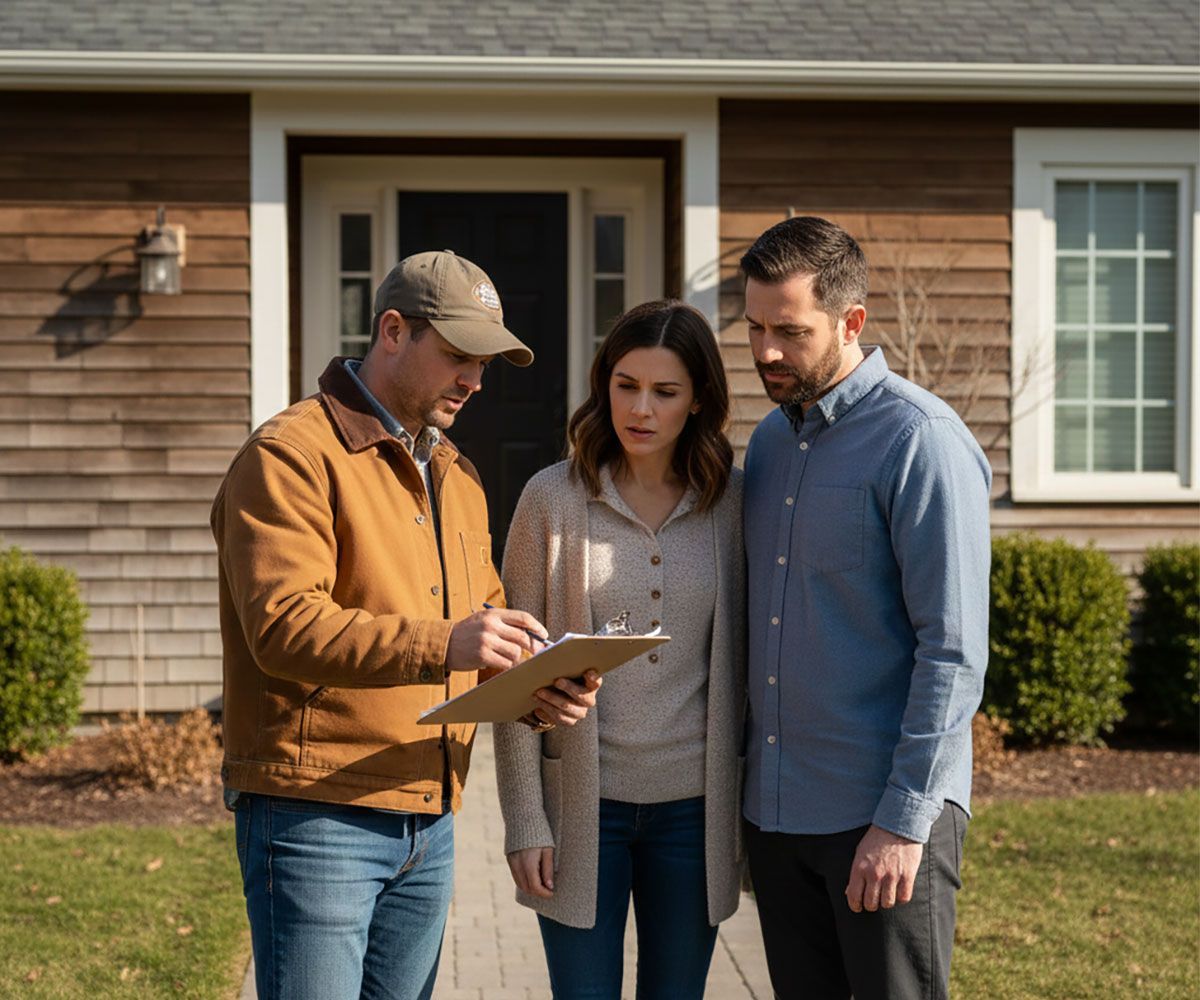 Couple looking over mortgage pre-qualification papers so they can buy a new Geauga County, OH home with Ericka Bazzo, local Lakewood real estate agent.