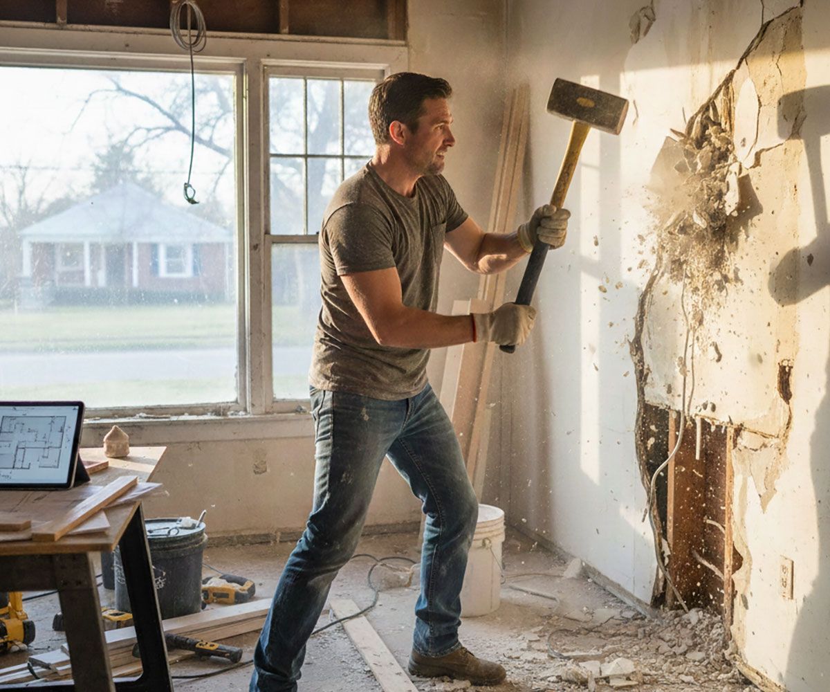 Geauga County, OH property flip investor remodeling home living room to resell with Ericka Bazzo, local Northeast Ohio realtor at On Target Realty