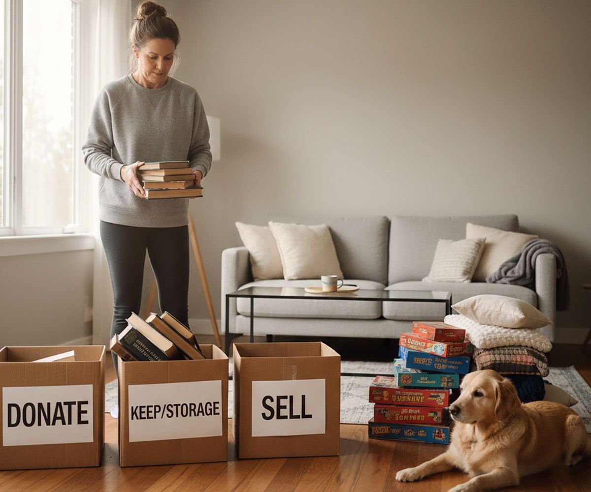 Avon, Ohio woman decluttering her home as she prepares to sell it with Ericka Bazzo, realtor at On Target Realty in Northeast Ohio