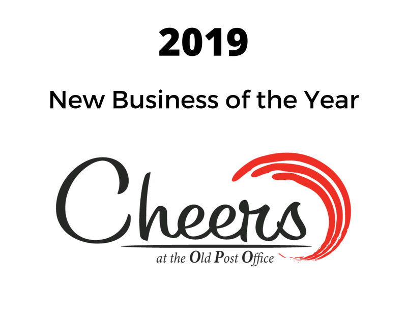 the logo for cheers at the old post office is a new business of the year .