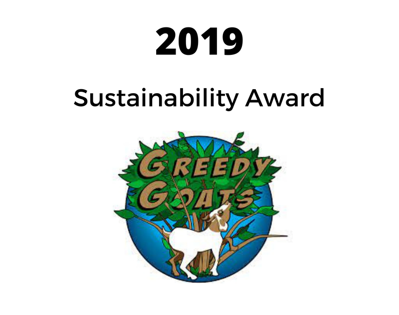 a logo for the greedy goats sustainability award