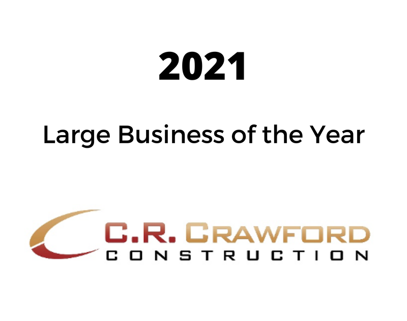 a large business of the year logo for c.r. crawford construction