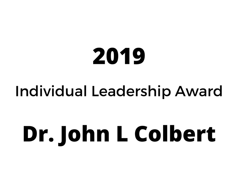 a picture of a 2019 individual leadership award for dr. john l colbert .