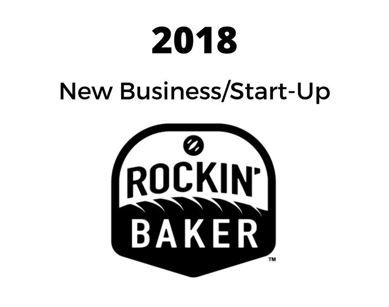 a black and white logo for rockin baker , a new business / startup .