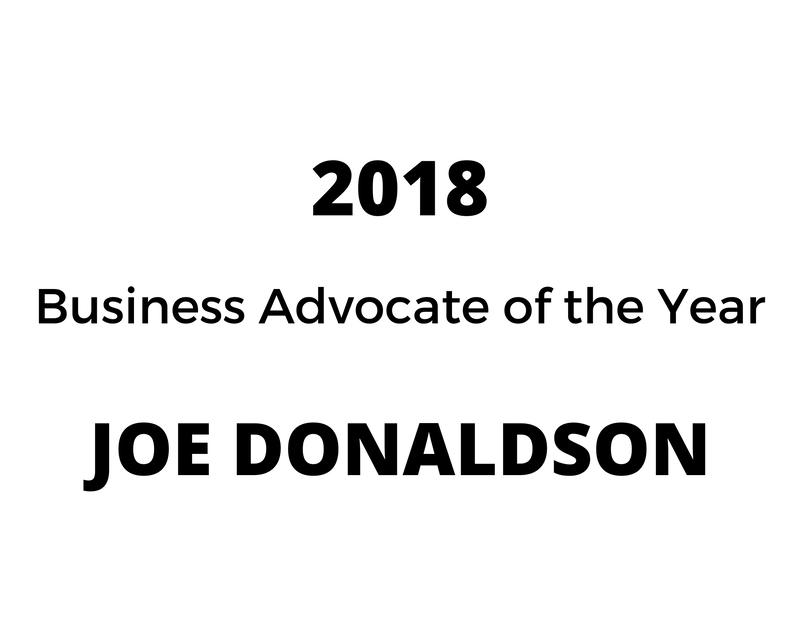 joe donaldson is the business advocate of the year for 2018 .
