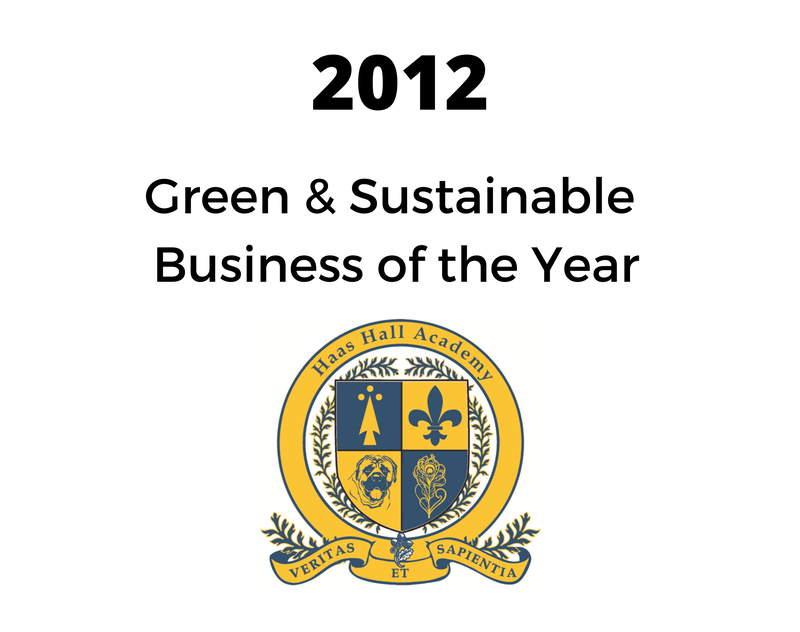 a logo for the year 2012 with the words green and sustainable business of the year