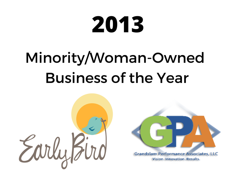 a sign that says 2013 minority woman owned business of the year