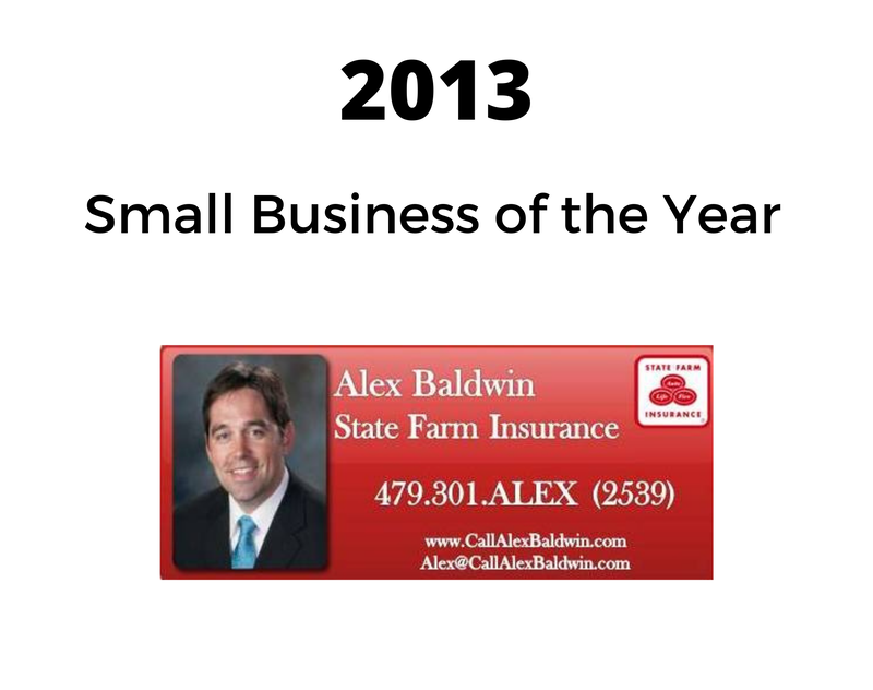 a small business of the year advertisement for alex baldwin state farm insurance