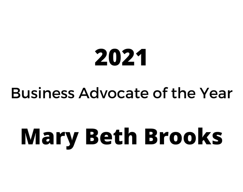 mary beth brooks is the business advocate of the year for 2021 .