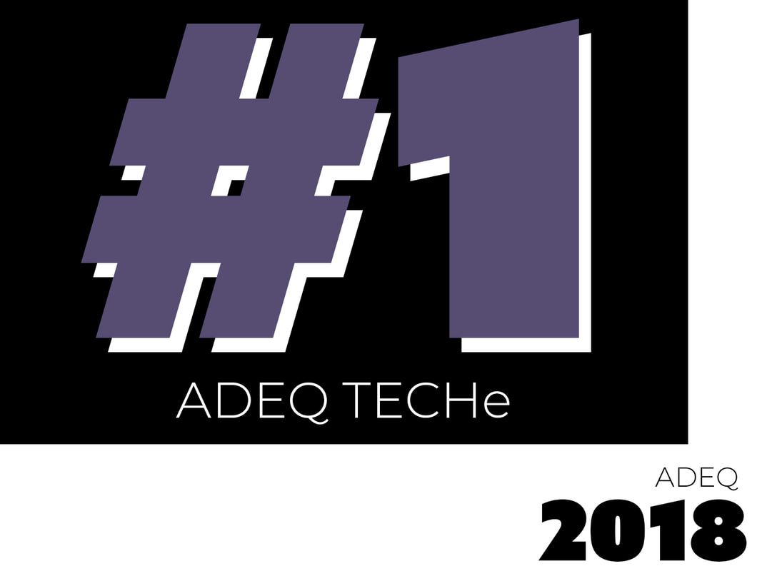 a logo for a company called adeq teche in 2018