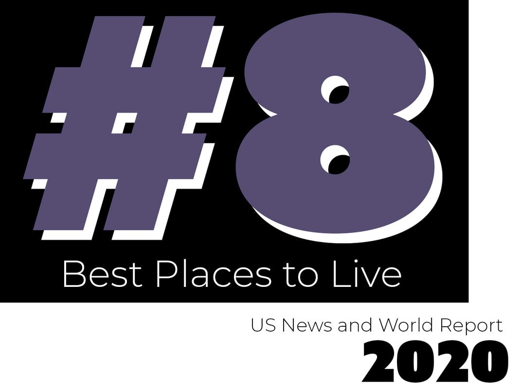 a logo for # 8 best places to live in 2020