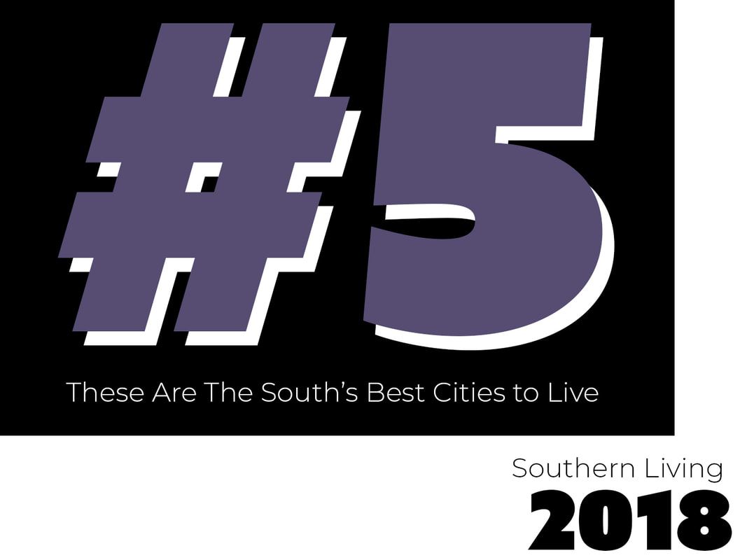 a purple and white logo that says these are the south 's best cities to live