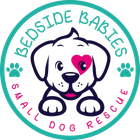 Logo: White puppy with pink heart eye, 