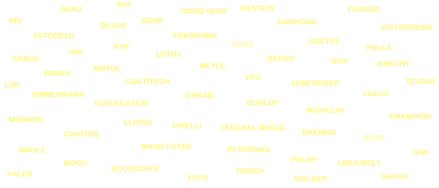 We offer auto products and spare parts from the following brands: