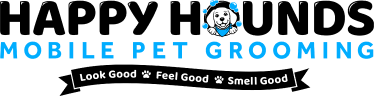 The logo for happy hounds mobile pet grooming