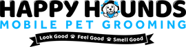 The logo for happy hounds mobile pet grooming
