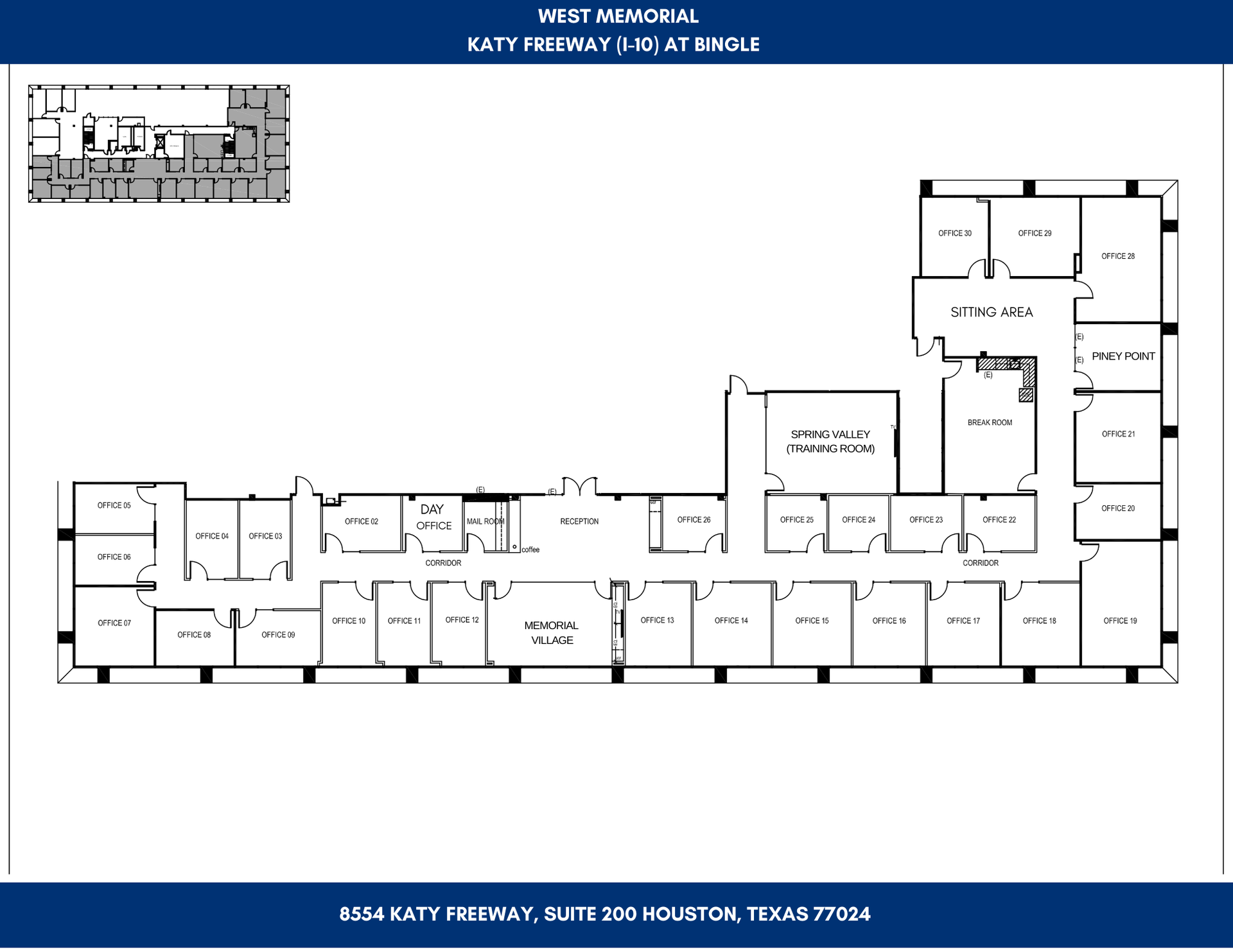 A floor plan of a building for escalate workspace