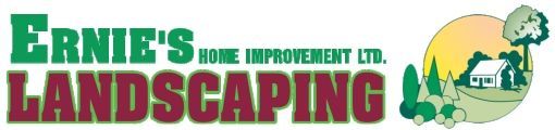 A logo for ernie 's home improvement ltd. landscaping