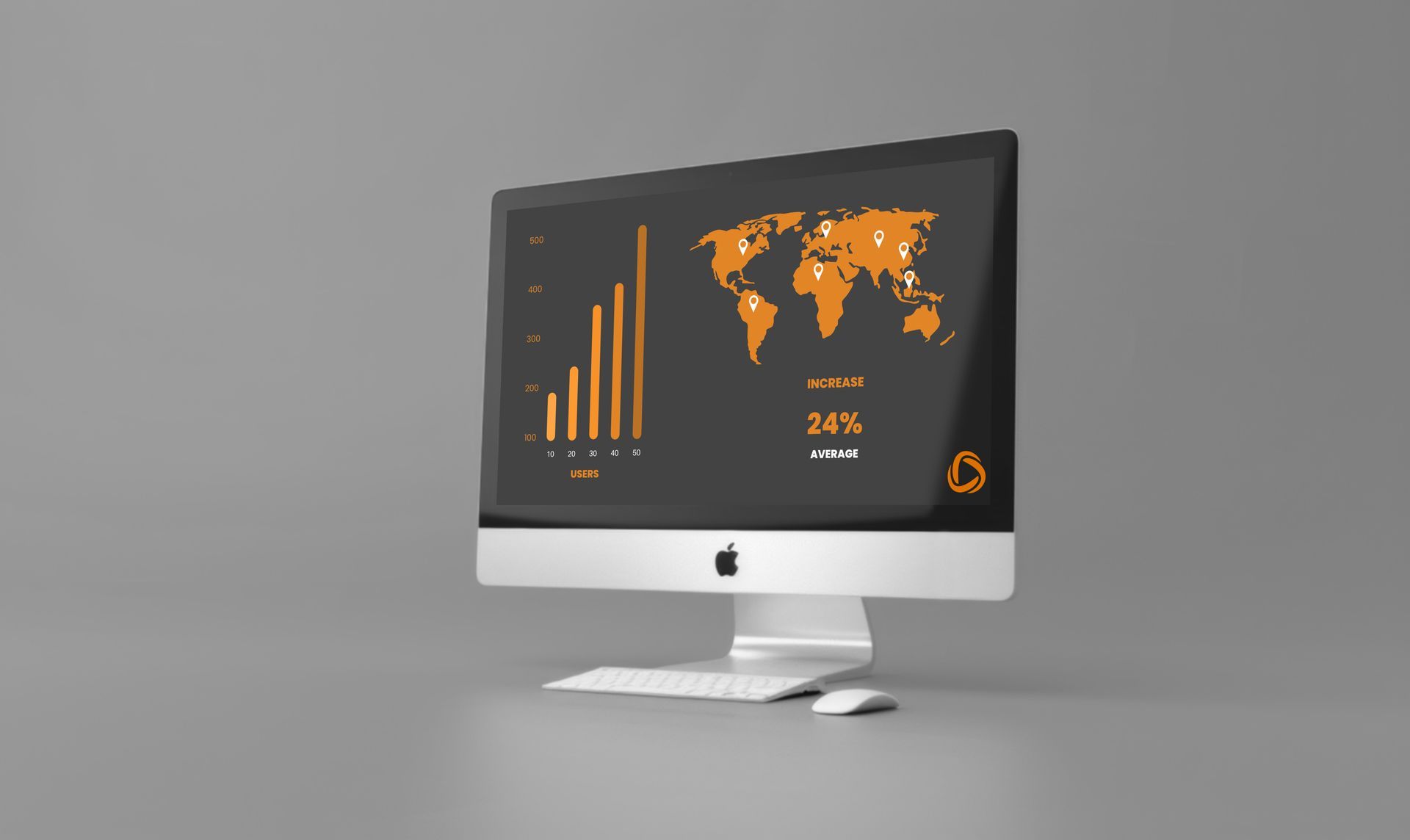 A computer monitor with a map of the world on it