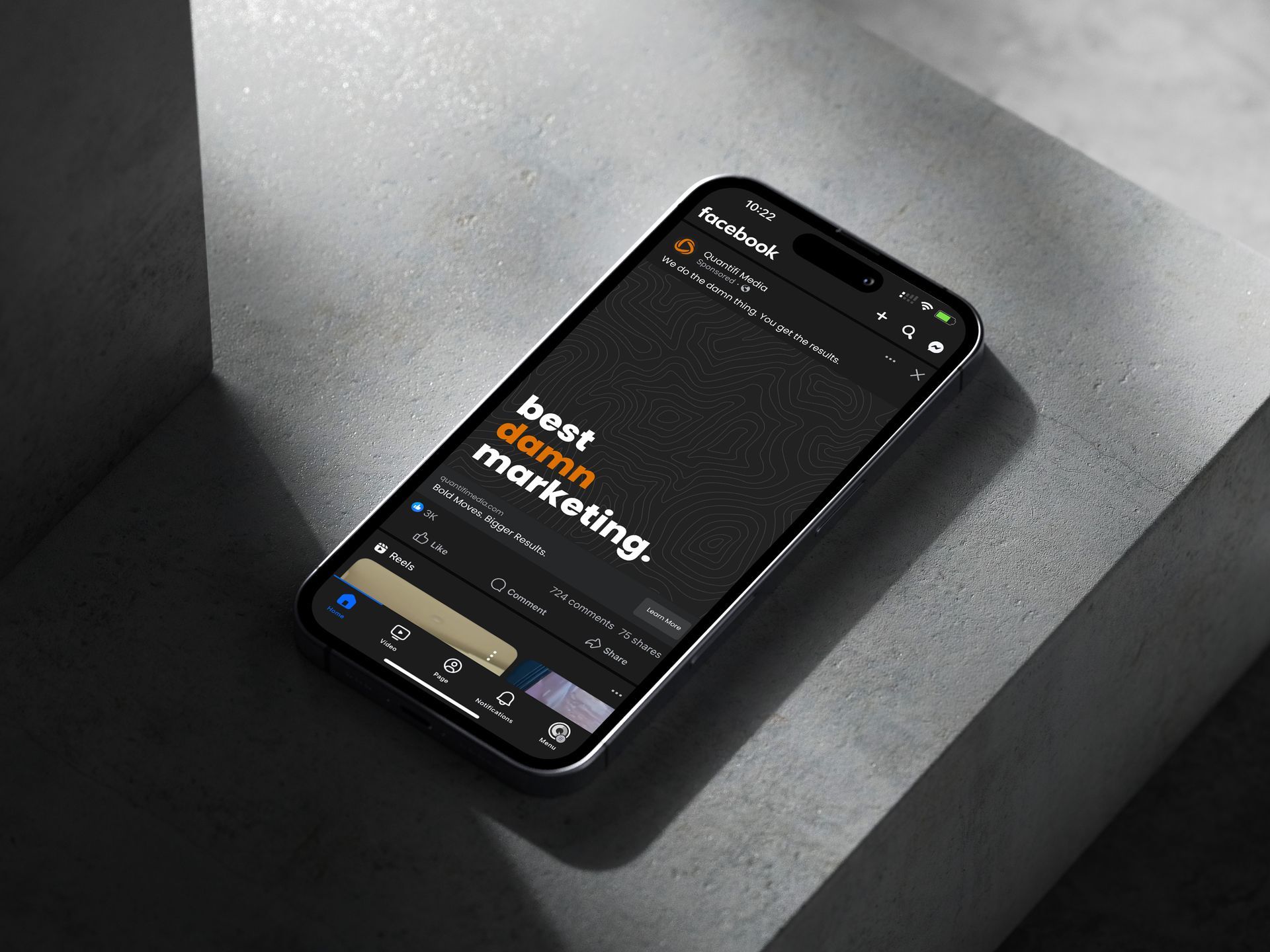 A cell phone with the words best game marketing on the screen