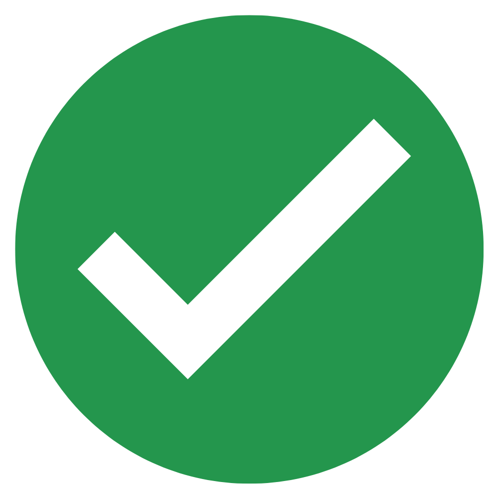 A green circle with a white check mark inside of it