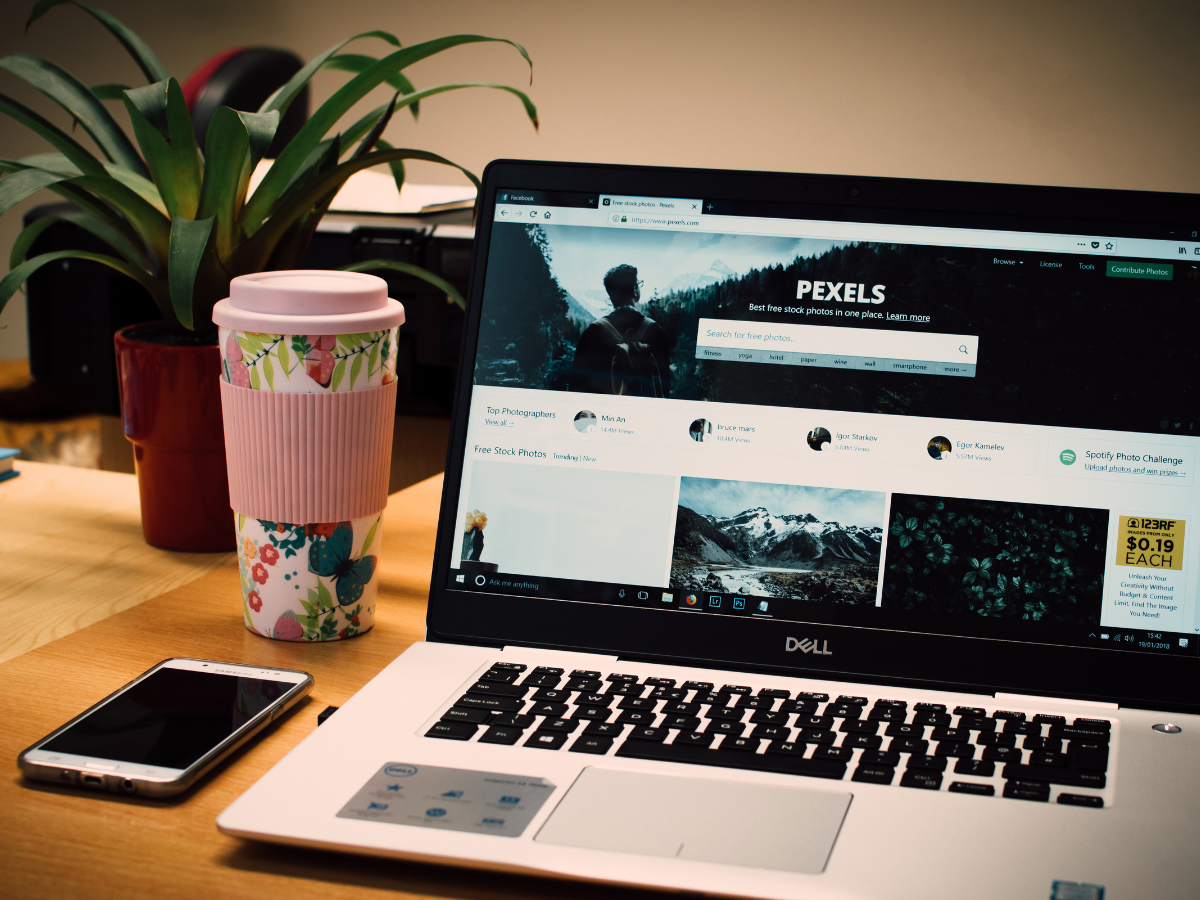 A dell laptop is open to a website called pearls