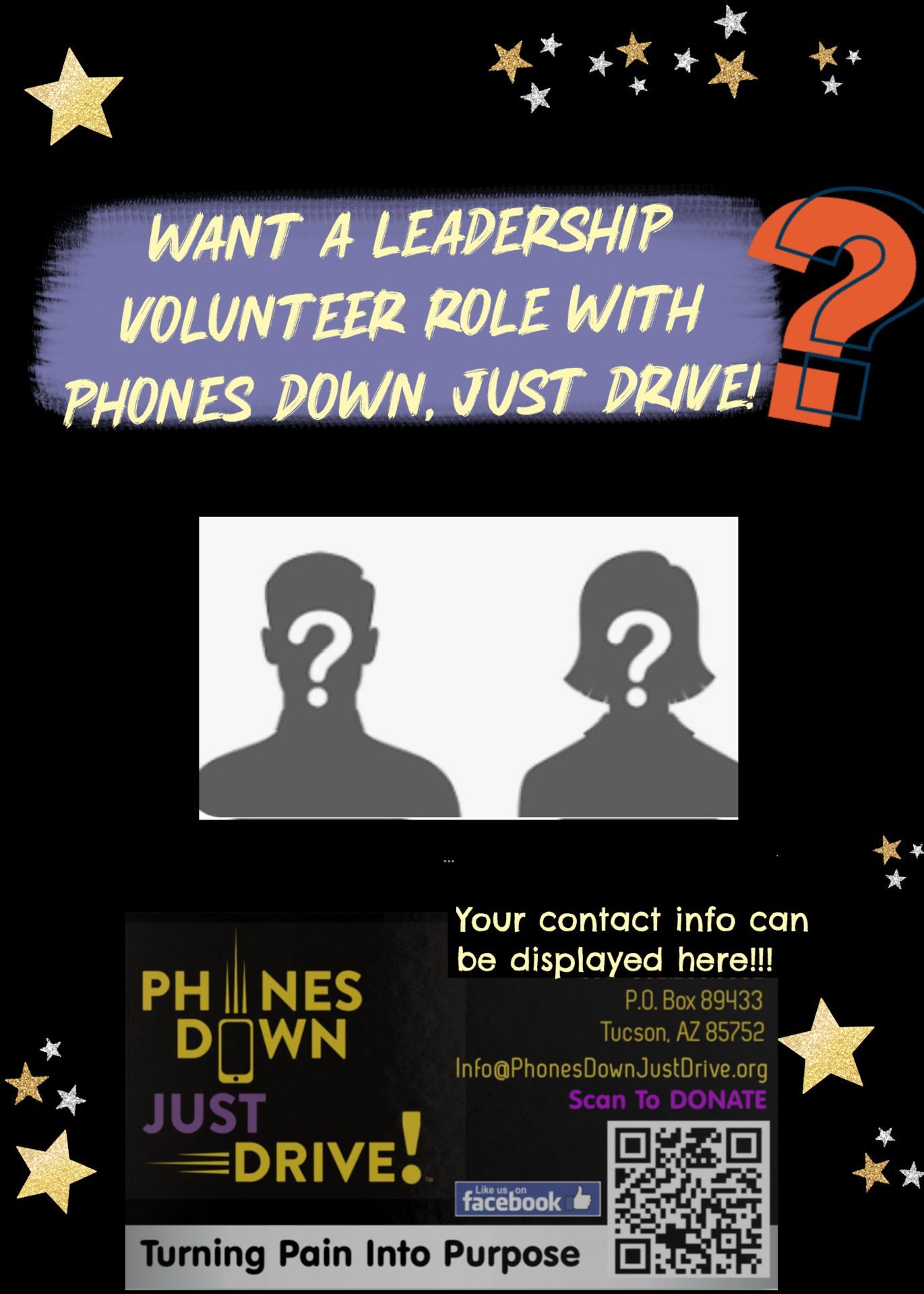Flyer seeking leadership volunteers for