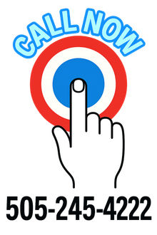 A hand is pointing at a button that says call now