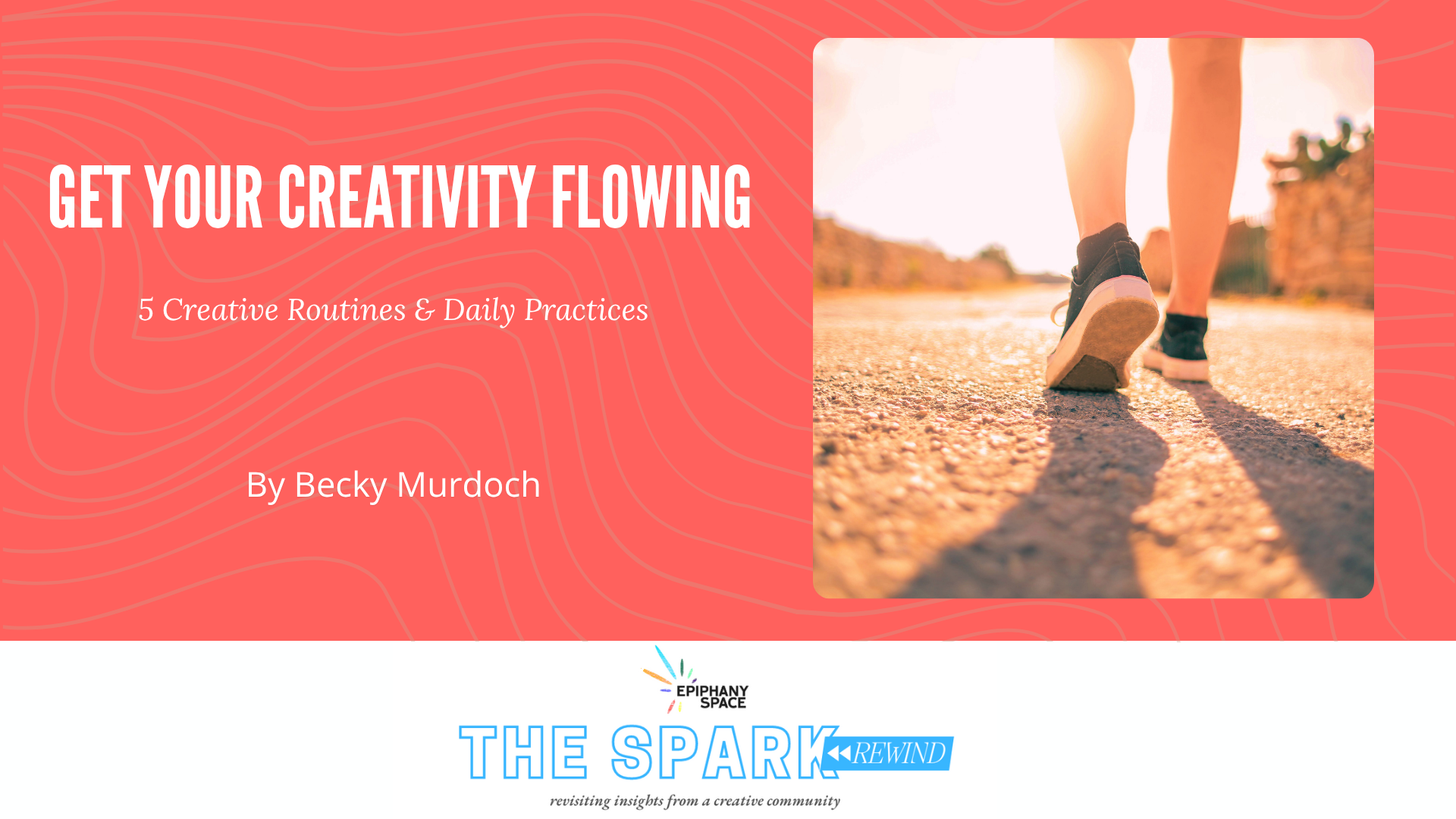 Person walking on a sunlit road, symbolizing mindful movement and creative flow