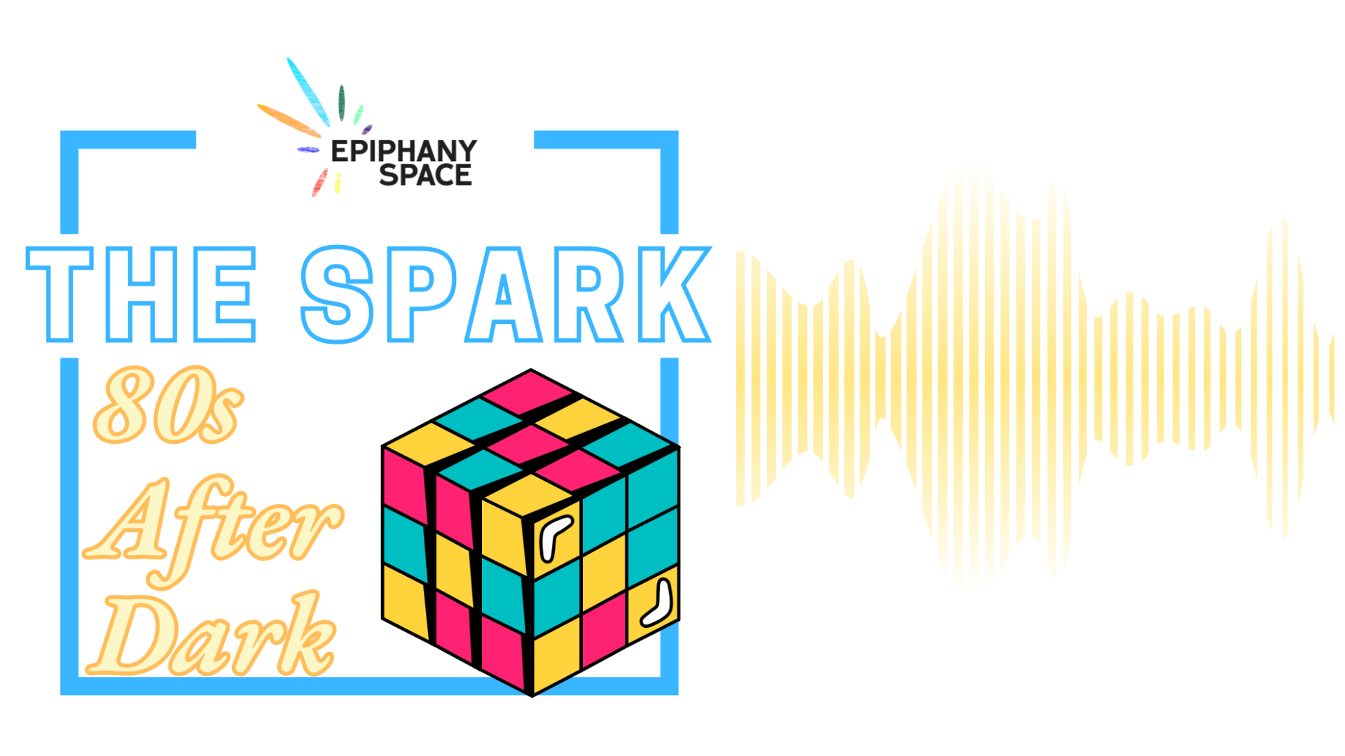 The Spark 80s After Dark playlist cover with Rubik’s cube and soundwave.