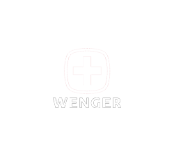 Un logo blanc avec une croix et le mot wenger sur fond blanc.