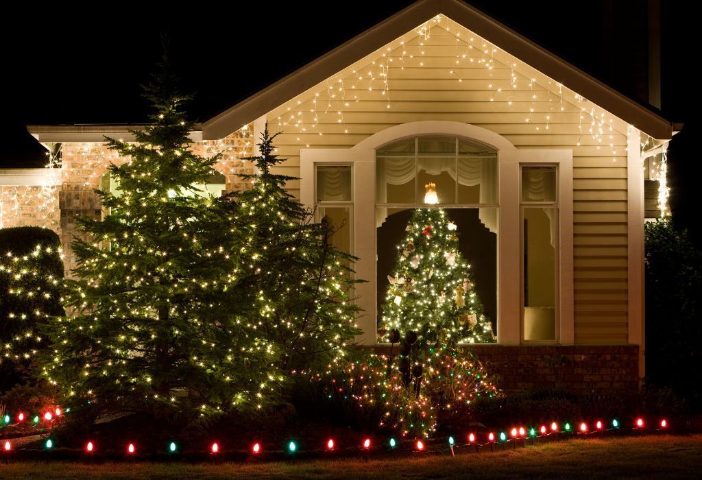 holiday lighting and Christmas tree decoration