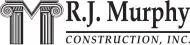A black and white logo for r.j. murphy construction inc.