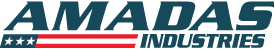 A logo for Smadas Industries with an American flag in the background