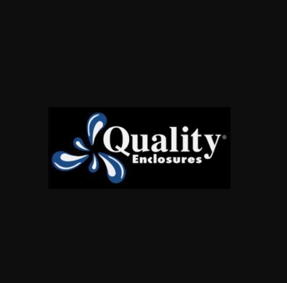 A quality enclosures logo on a black background