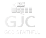 A white tile logo that says god is faithful