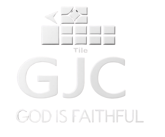 A white tile logo that says god is faithful