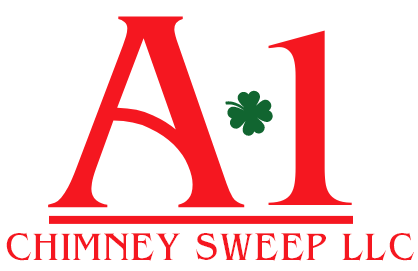 The logo for a1 chimney sweep llc has a clover on it